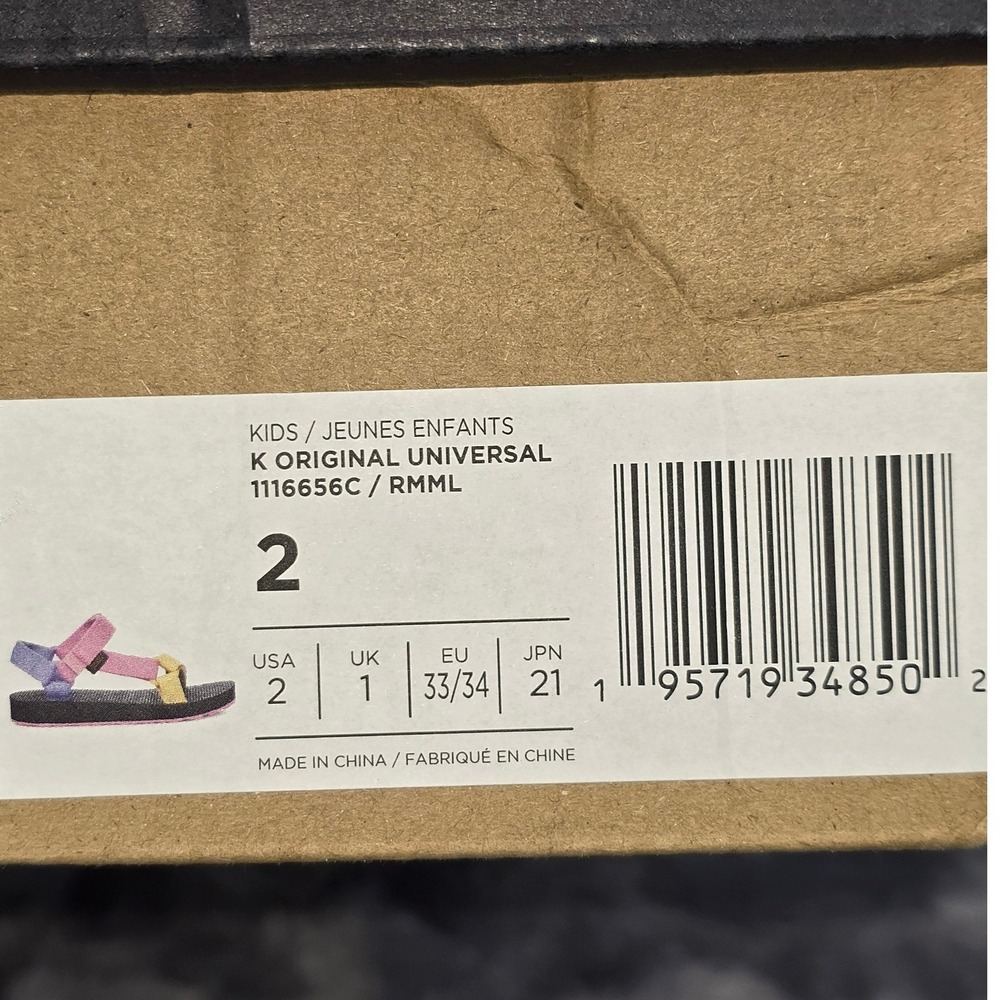 NWB Teva Original Universal Sandals Multi Colorblock Hook and Loop Kids Size 2 - Picture 7 of 8